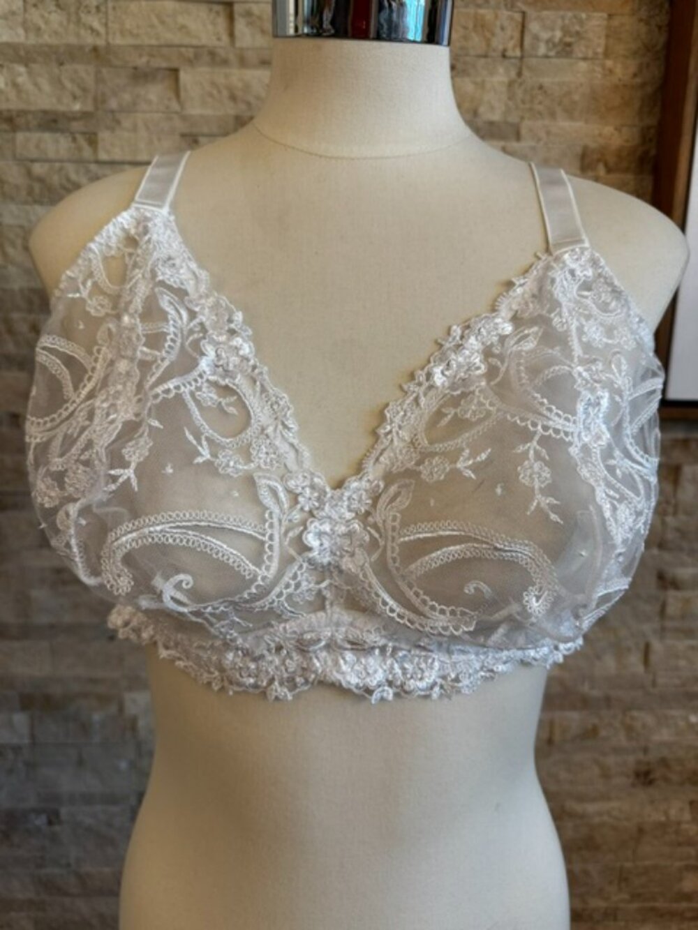 Cosabella Sanika Curvy Tall Triangle Lace Bralette White NWOT Bridal Size L